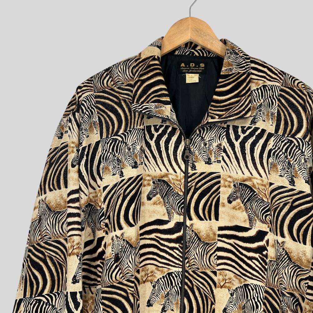 Vintage A.D.S San Francisco Zebra Animal Print Jacket Made in Korea Size L - Picture 4 of 6